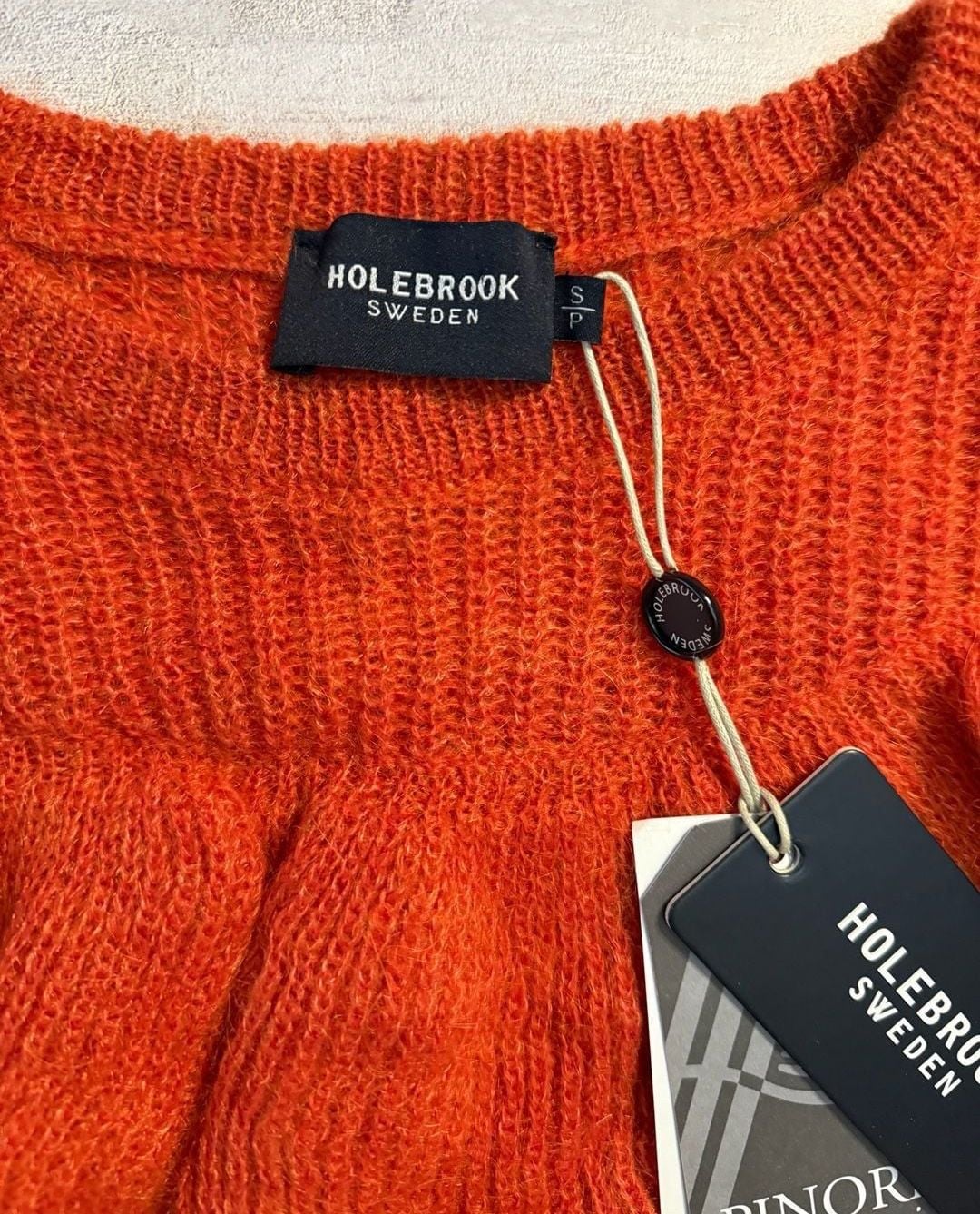 Holebrook Sweden Ruffle Mohair Blend Sweater, Orange Knit, Women's Size Sp - Nwt — image 3 of 4